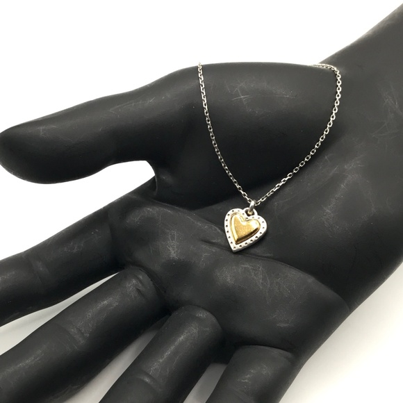 Brighton Pendant Necklace Heart Silver & Gold Plate Reversible Delicate Romantic - Picture 1 of 10